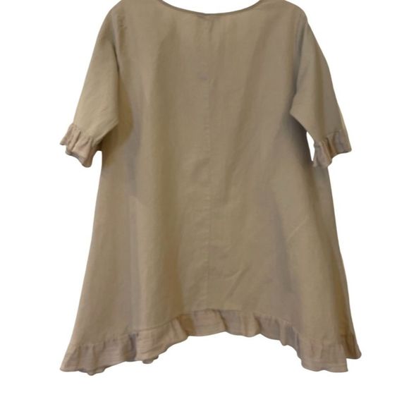 CQbyCQ Caribbean Queen Linen Ruffle Top Size Small - Picture 3 of 5